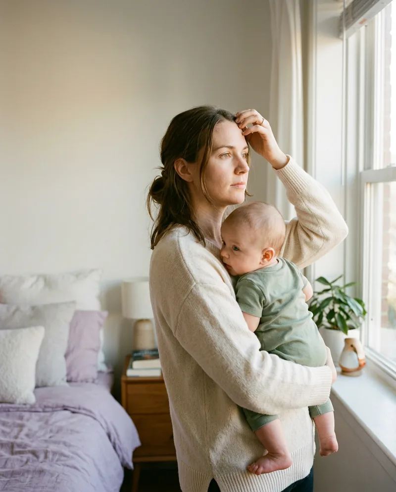 Postpartum mother holding her baby, DirectCare AI patient